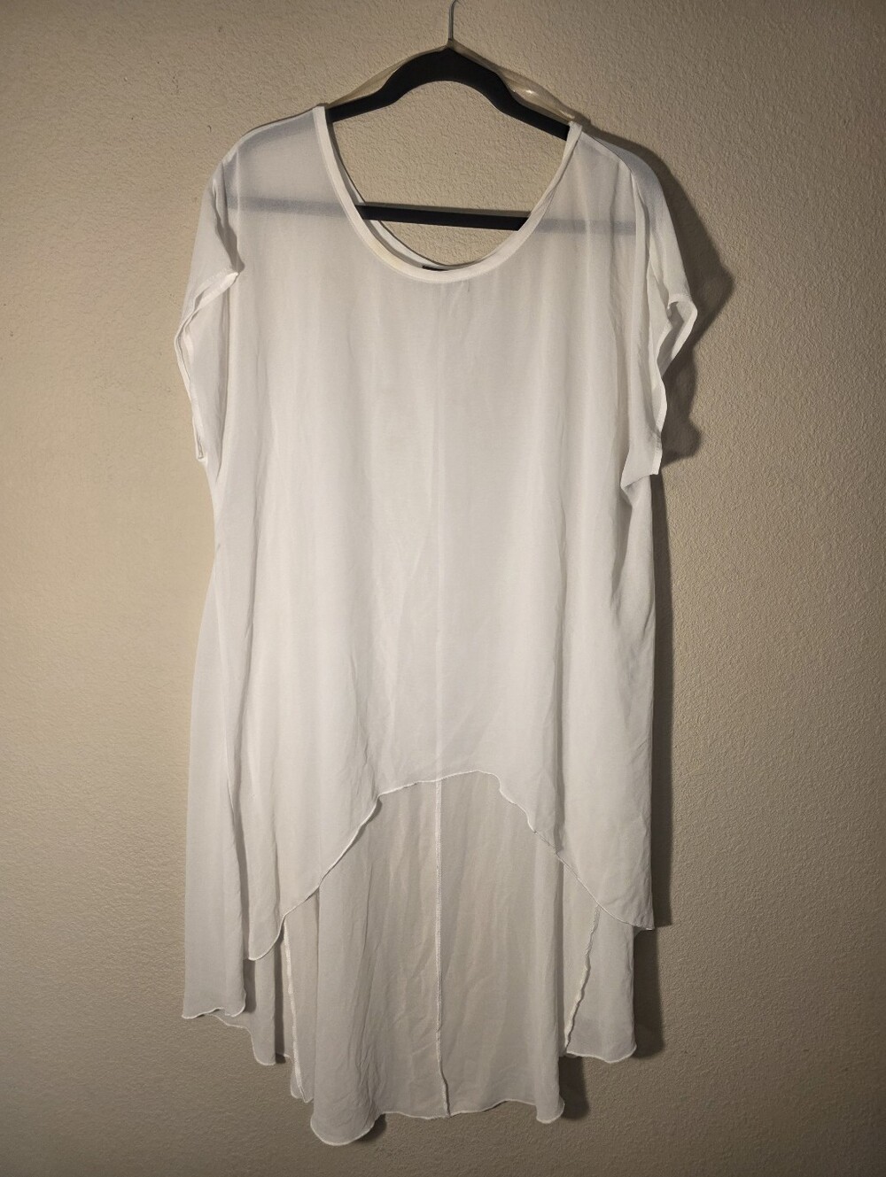 White Women's High-Low Sheer Tunic Top